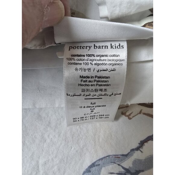 Pottery Barn Kids VINTAGE BASEBALL Flat Sheet FULL White Organic Cotton - Picture 3 of 3
